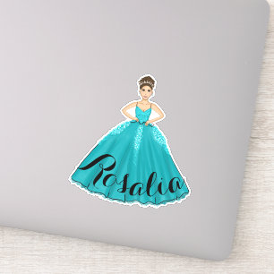 Teal Quinceañera Anpassat namnmärke Klistermärken