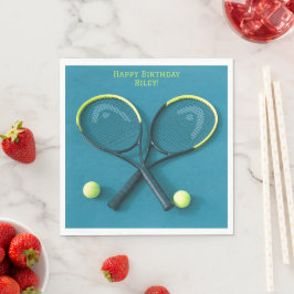 Teal Rackets och Bollar Birthday Tennis Party Pappersservett