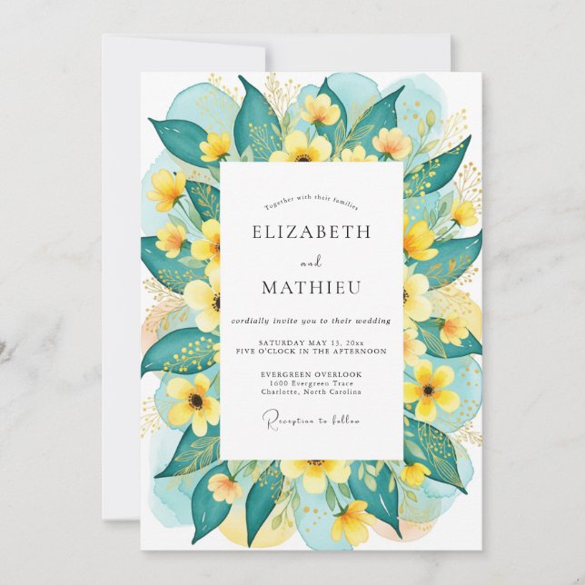Teal Radiant Summer Wedding Inbjudningar (Framsida)