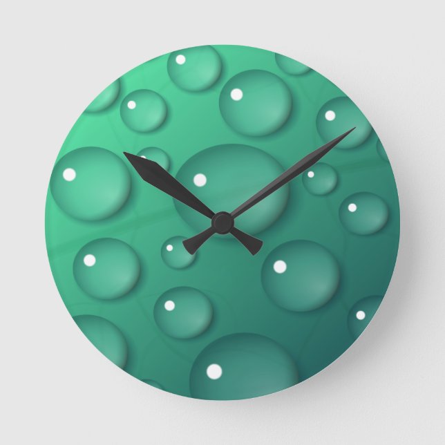 Teal Rainfall Struktur Rund Klocka (Framsida)