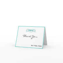 Teal Rand med Blommigt accent Bröllop Tack