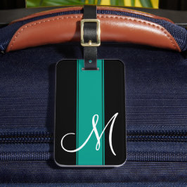Teal Rand med stort monogram Bagagebricka