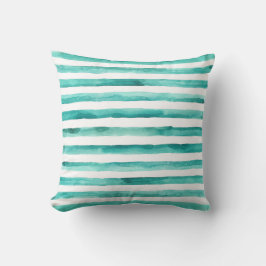 Teal Rand Watercolor Pillow Kudde
