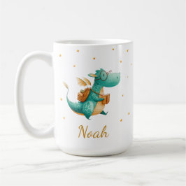 Teal Reading Dragon Mug – Personalized Boys’ Name Kaffemugg