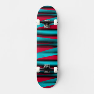 Teal-Red Abstrakt Mini Skateboard Bräda 18,5 Cm