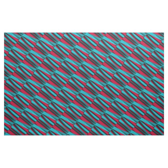 Teal-Red Abstrakt Tyg (Yard)