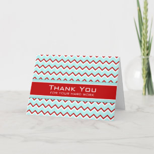 Teal Red Chevron Employee-årsjubileum Card Tack Kort