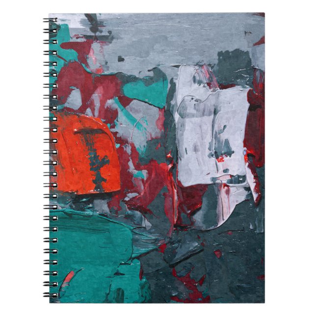 Teal Red Grått Urban Struktur Abstrakt Notebook Anteckningsbok (Framsidan)