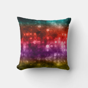 Teal, Red, Lila och Chartreuse Bokeh Design Kudde