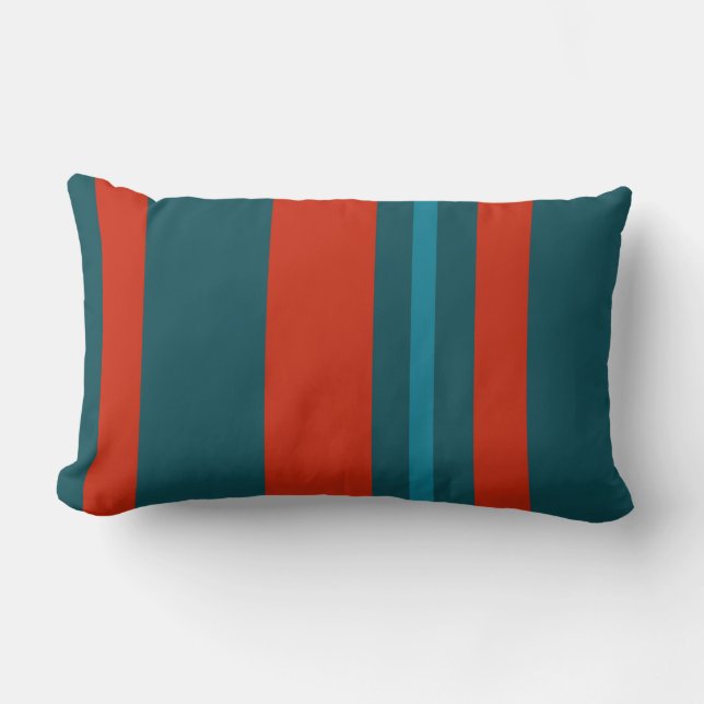 Teal Red och Blue Rand Lumbarkudde (Framsida)