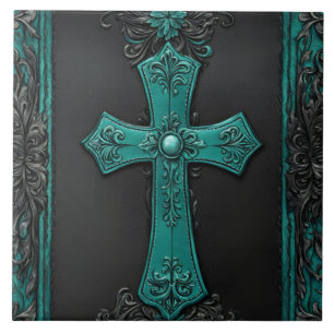 Teal Religiösa Christian Westerna Land Kor Kakelplatta