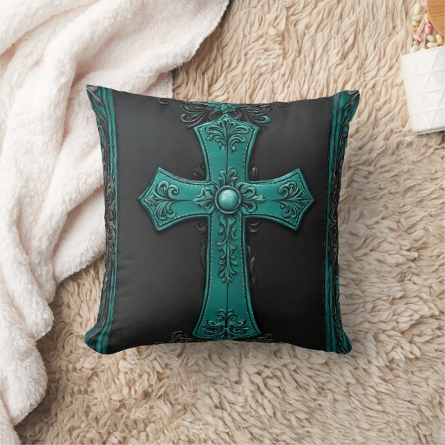 Teal Religiösa Christian Westerna Land Kor Kudde (Filt)