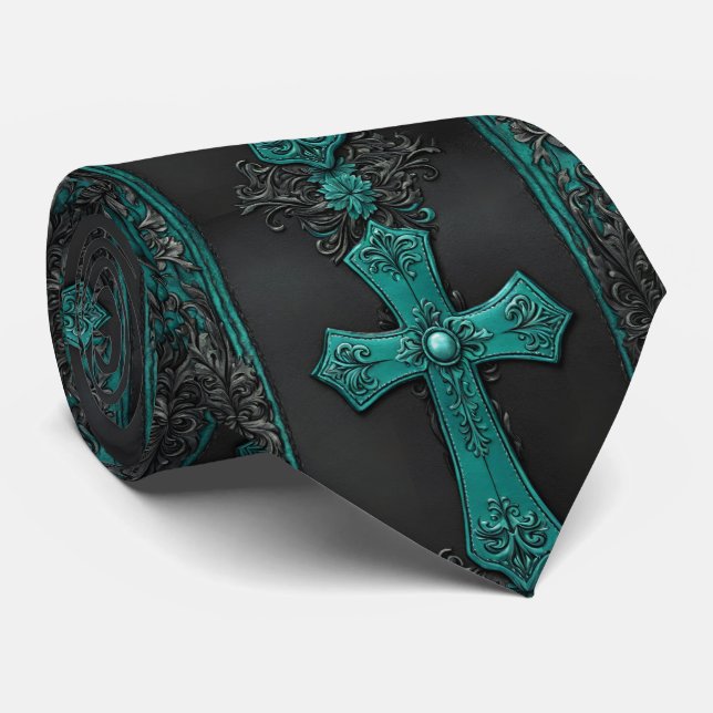 Teal Religiösa Christian Westerna Land Kor Slips (Rullad)