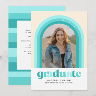 Teal Retro Arch Studenten meddelande Inbjudningar