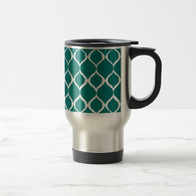 Teal Retro Geometric Ikat Tribal Print Mönster Resemugg (Höger)