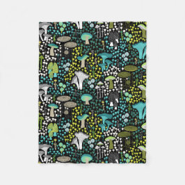 Teal Retro Mushroom Fleecefilt