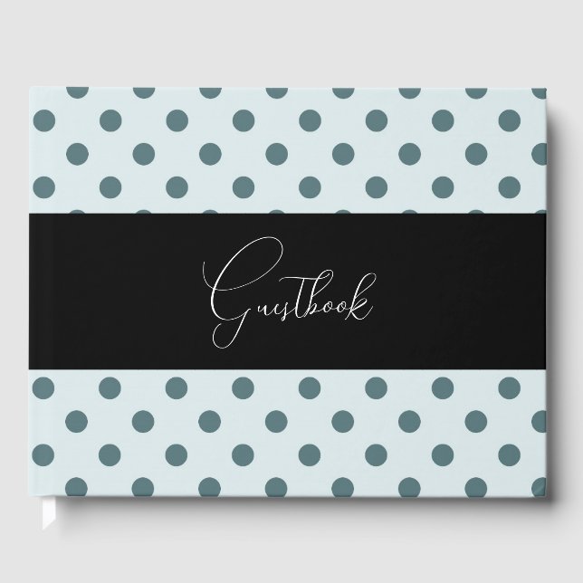 Teal Retro Polkadots Bröllop Gästböcker (Framsida)