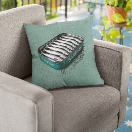 Teal Retro Stil sarine Art Funny Fish Food Kudde
