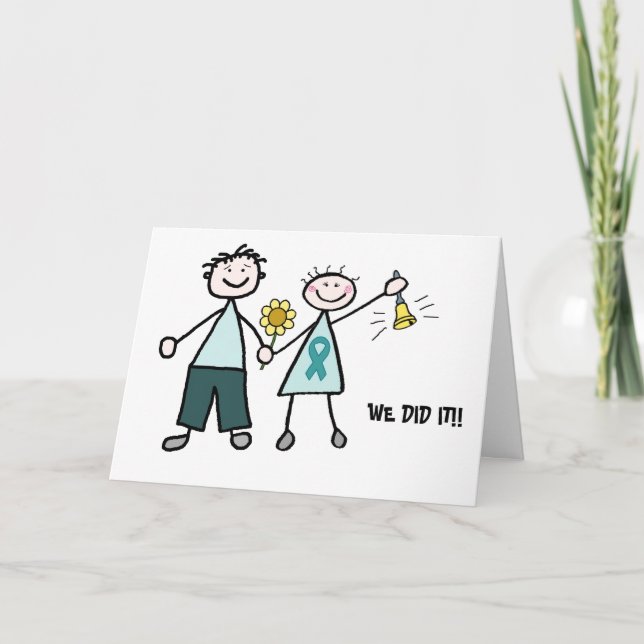 Teal Ribbon Chemo Bell Couple Greeting Card Kort (Framsida)