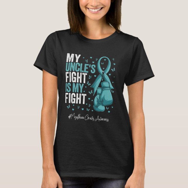 Teal Ribbon farbror Myasthenia Gravis Awareness T Shirt (Framsida)