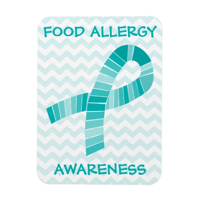 Teal Ribbon Food Allergy Awareness Teal Chevron Magnet (Vertikal)