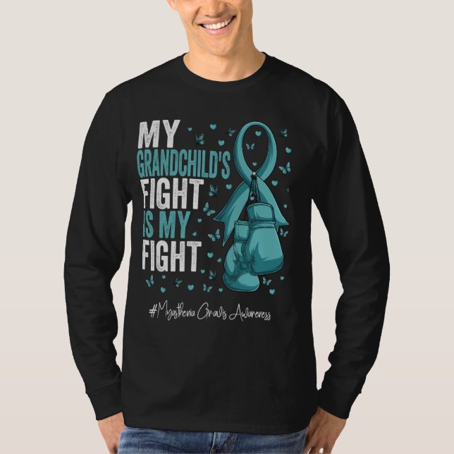 Teal Ribbon Grandchild Myasthenia Gravis Awareness T Shirt (Framsida)