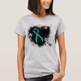 Teal Ribbon Grunge Heart Tee