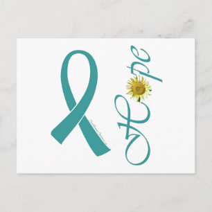 Teal Ribbon Hope Ovarian Cancer Vykort
