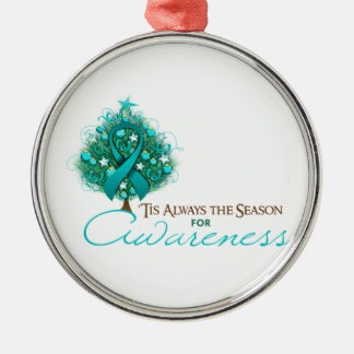 Teal Ribbon Julafton Awareness Season Julgransprydnad Metall