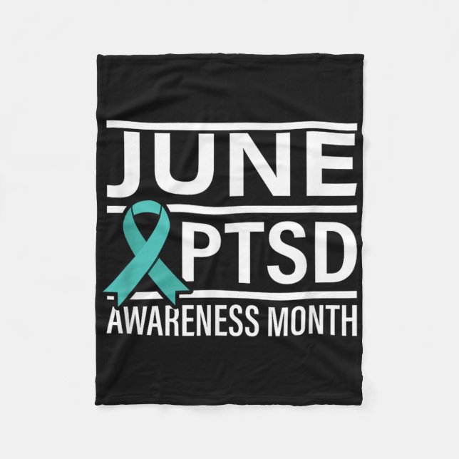 Teal Ribbon June Ptsd Awareness Month Fleecefilt (Framsidan)