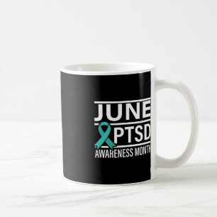 Teal Ribbon June PTSD Awareness Month Kaffemugg