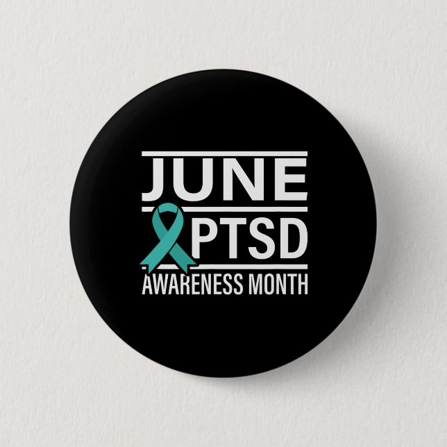 Teal Ribbon June PTSD Awareness Month Knapp (Framsida)