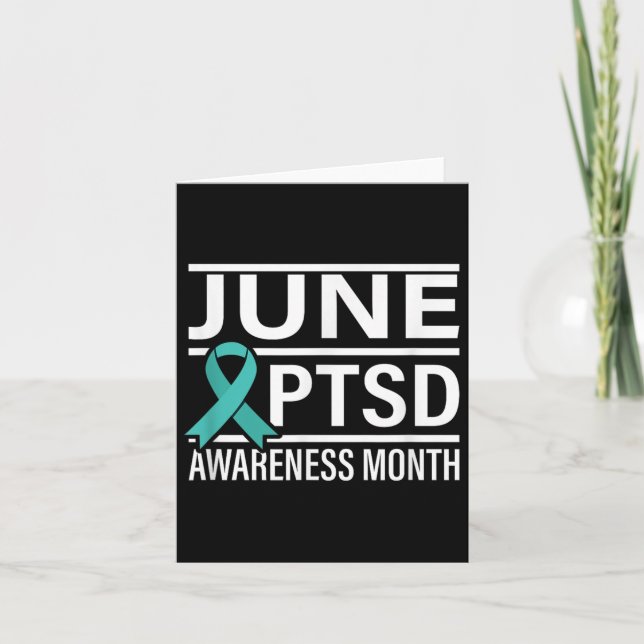 Teal Ribbon June Ptsd Awareness Month Kort (Framsida)