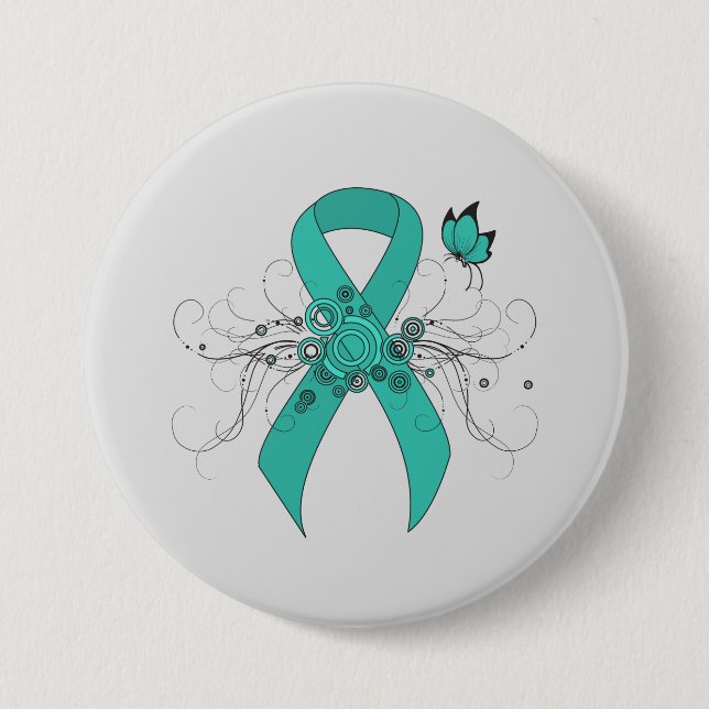 Teal Ribbon med Butterfly Knapp (Framsida)