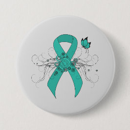 Teal Ribbon med Butterfly Knapp