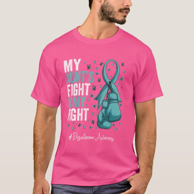 Teal Ribbon Moster Dysautonomia Awareness T Shirt (Framsida)