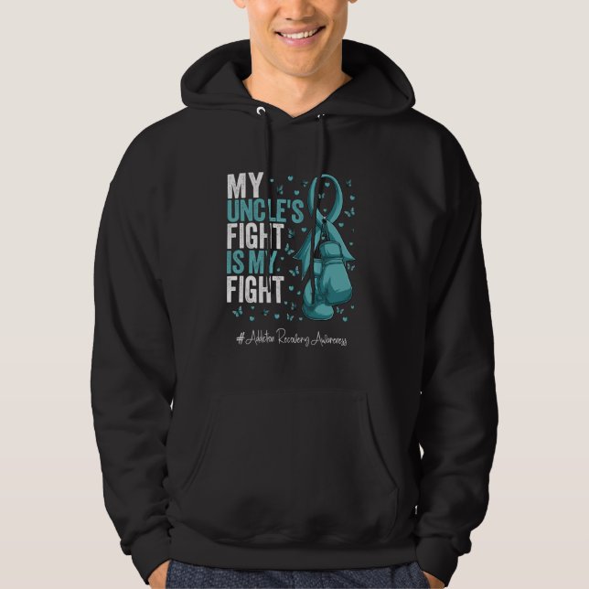 Teal Ribbon Onkel Addence Recovery Awareness Hoodie (Framsida)