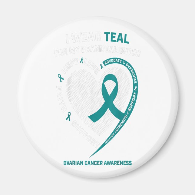 Teal Ribbon Ovarian Cancer Awareness Gifts Grandda Magnet (Framsidan)