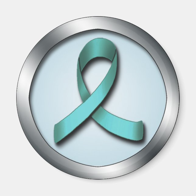 Teal Ribbon Ovarian Cancer Awareness Magnet (Framsidan)