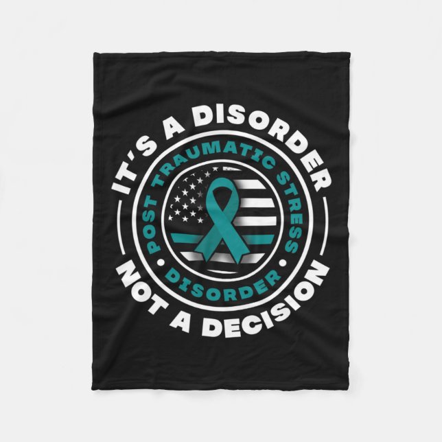 Teal Ribbon Post Traumatic Stressa Disorder Awaren Fleecefilt (Framsidan)