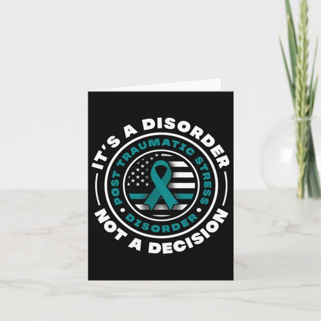 Teal Ribbon Post Traumatic Stressa Disorder Awaren Kort (Framsida)