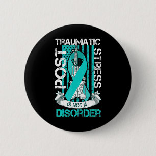 Teal Ribbon Post Traumatic Stressa Flagga Ptsd Awa Knapp