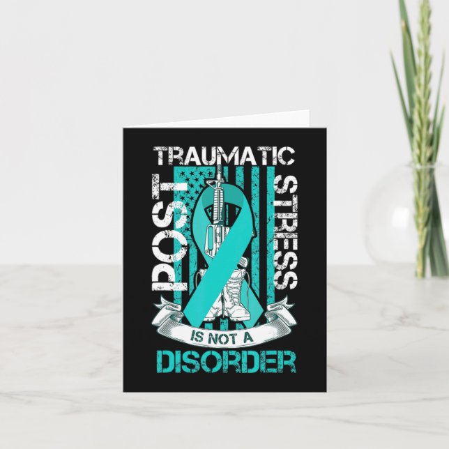 Teal Ribbon Post Traumatic Stressa Flagga Ptsd Awa Kort (Framsida)