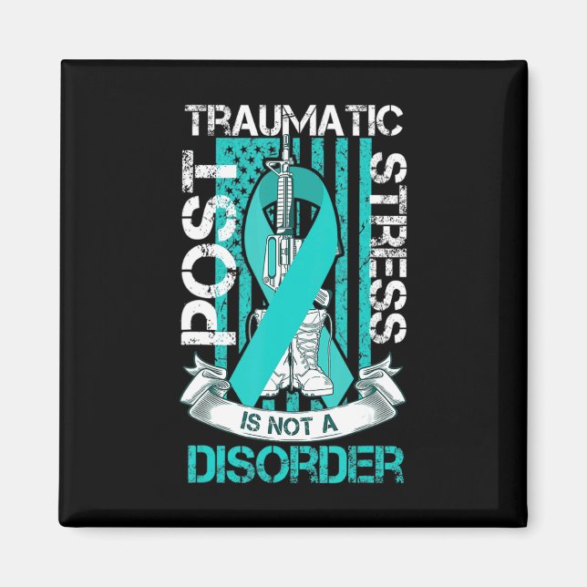Teal Ribbon Post Traumatic Stressa Flagga Ptsd Awa Magnet (Framsidan)