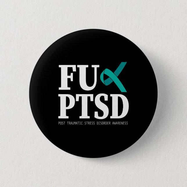 Teal Ribbon Ptsd Awareness - Support Stressar Awar Knapp (Framsida)