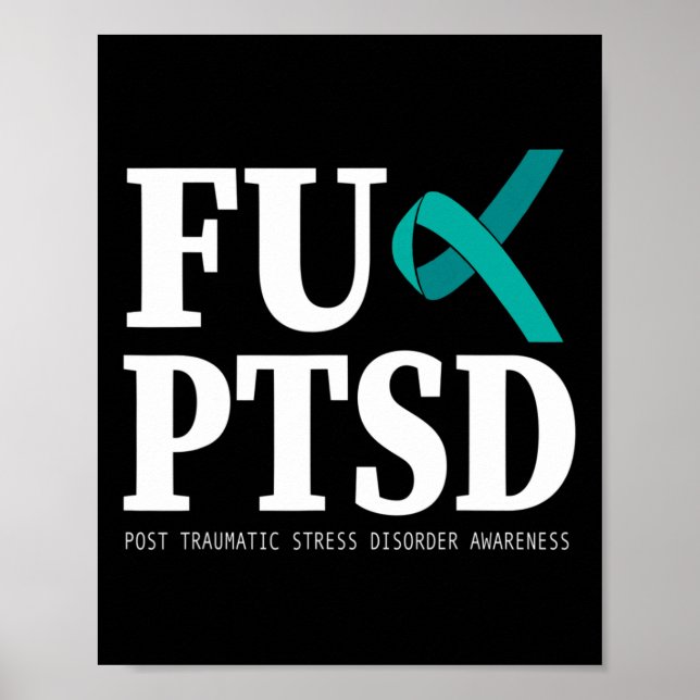 Teal Ribbon Ptsd Awareness - Support Stressar Awar Poster (Framsidan)