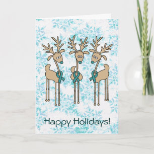 Teal Ribbon Reindeer Helgkort