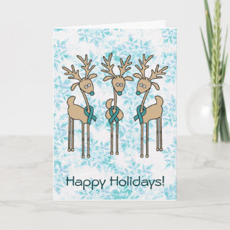 Teal Ribbon Reindeer Helgkort