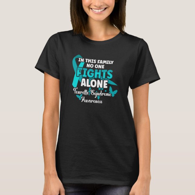Teal Ribbon Tourette Syndrome Awareness Fighter Wa T Shirt (Framsida)