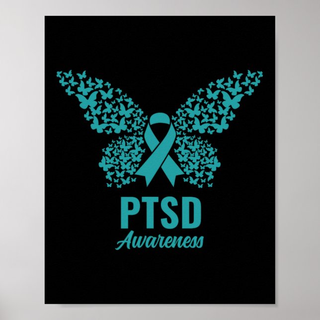 Teal Ribbon with Butterflies- ptsd Awareness Poster (Framsidan)